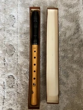 VINTAGE GILL WOOD / PLASTIC RECORDER MADE in ISRAEL w/ Box Used As Is