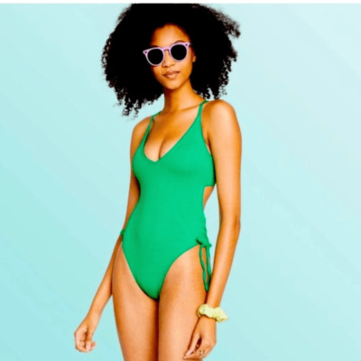 Target x Stoney Clover Lane Cheeky V Neck Green One Piece Strappy Swimsuit XXS