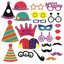 Party Photo Booth Props Happy Birthday Wedding Baby Shower Graduation Bachelor