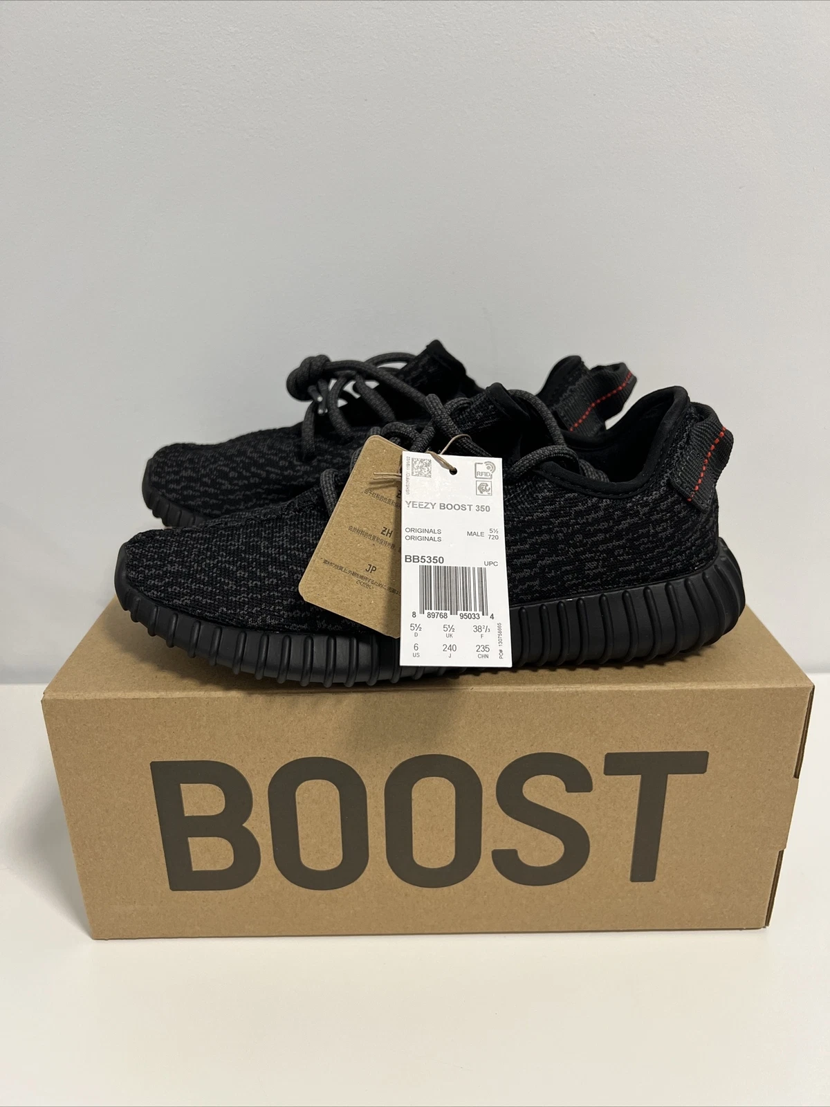 Adidas Yeezy Boost 350 'Pirate Black' 2023 BB5350 TAGLIA 6 US NUOVE E AUTENTICHE