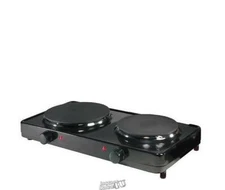 Aroma Double-Burner Hot Plate Two Cast Iron Burners 3-Temp 14.3"Lx10.4"Dx3.5"h