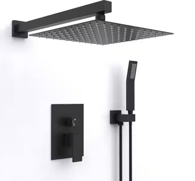 Fapully Wall Mount Single-Handle 1-Spray Tub and Shower Faucet in Matte Black OB
