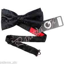 BLACK 100 MicroFiber Paisley Pre-tied Bow tie Wedding Formal Party Prom Wedding
