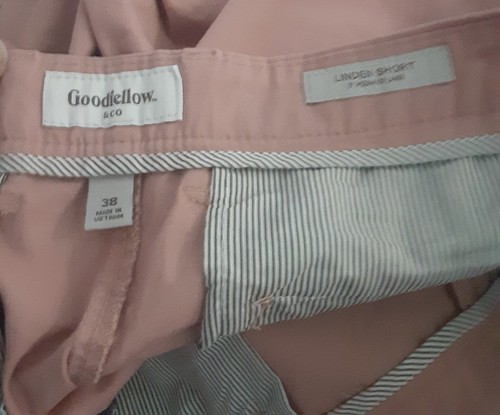 Pantaloncini corti Goodfellow nuovi con etichetta Linden Flat Front taglia 38 rosa corallo - Foto 7 di 7