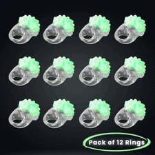 LED Light Up Flashing Green Jelly Bumpy Rings - Pack of 12 By Party Glowz