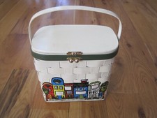 Riata Gallery Painted Basket By Caro Nan Lined Opera House Hotel 8" x 9" x 6"