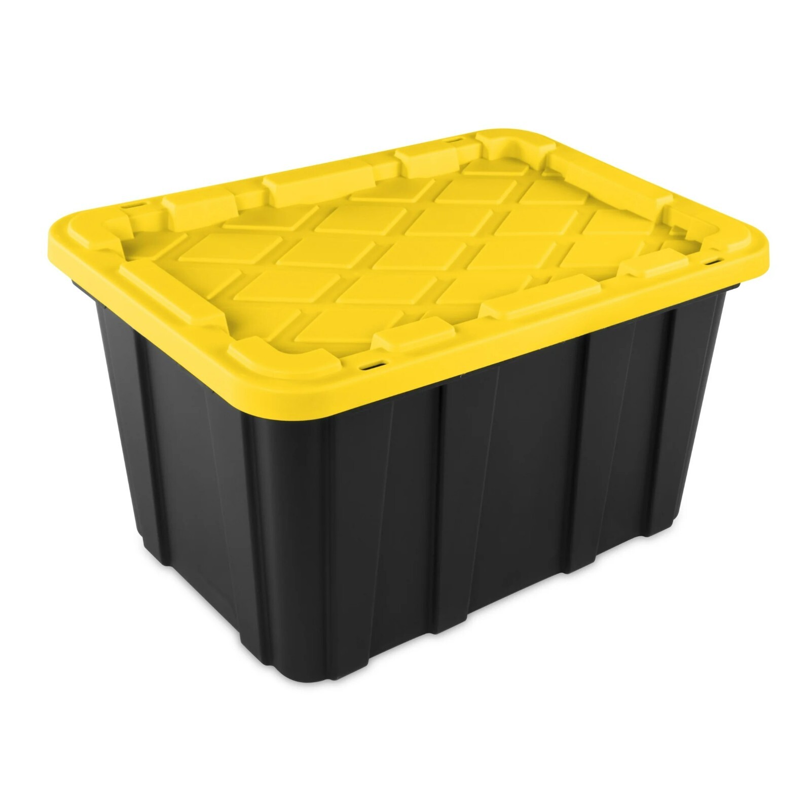 27 Gallon Black Plastic Storage Bin with Snap-On Lid for Large Items