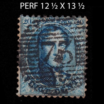 BELGIUM.1863.K Leopold I.20c.YVERT 15C.CANCELL 73.PERF 12 ½ X 13 ½