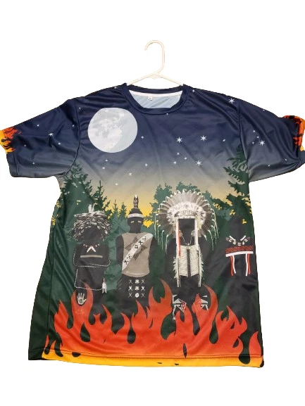 Vintage Native American Custom One-Of-A-Kind Campfire Moon Shirt