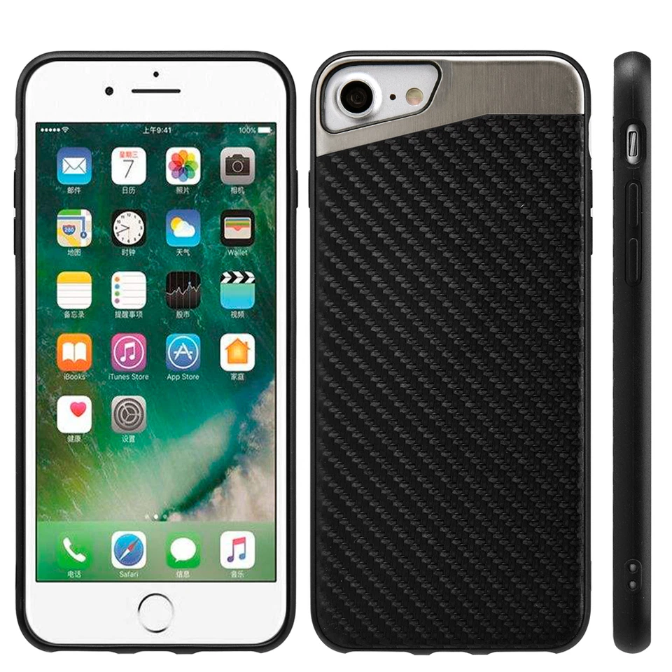 iPhone SE(2020 年第 2 代)磁性背板黑色碳纤维 TPU 橡胶保护壳 — 第 4/4 张图片