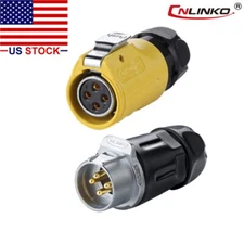 CNLINKO 4 Pin Power Connector Cable to Cable,Plug w/ Receptacles Waterproof IP67