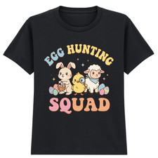 Kids Easter Shirt Egg Hunting Squad Cute Bunny Chick Toddler Boy Girl Tee