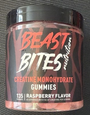 Beast Bites Nutrition Creatine Monohydrate Gummies Raspberry Flavor 135 Ct 4/27