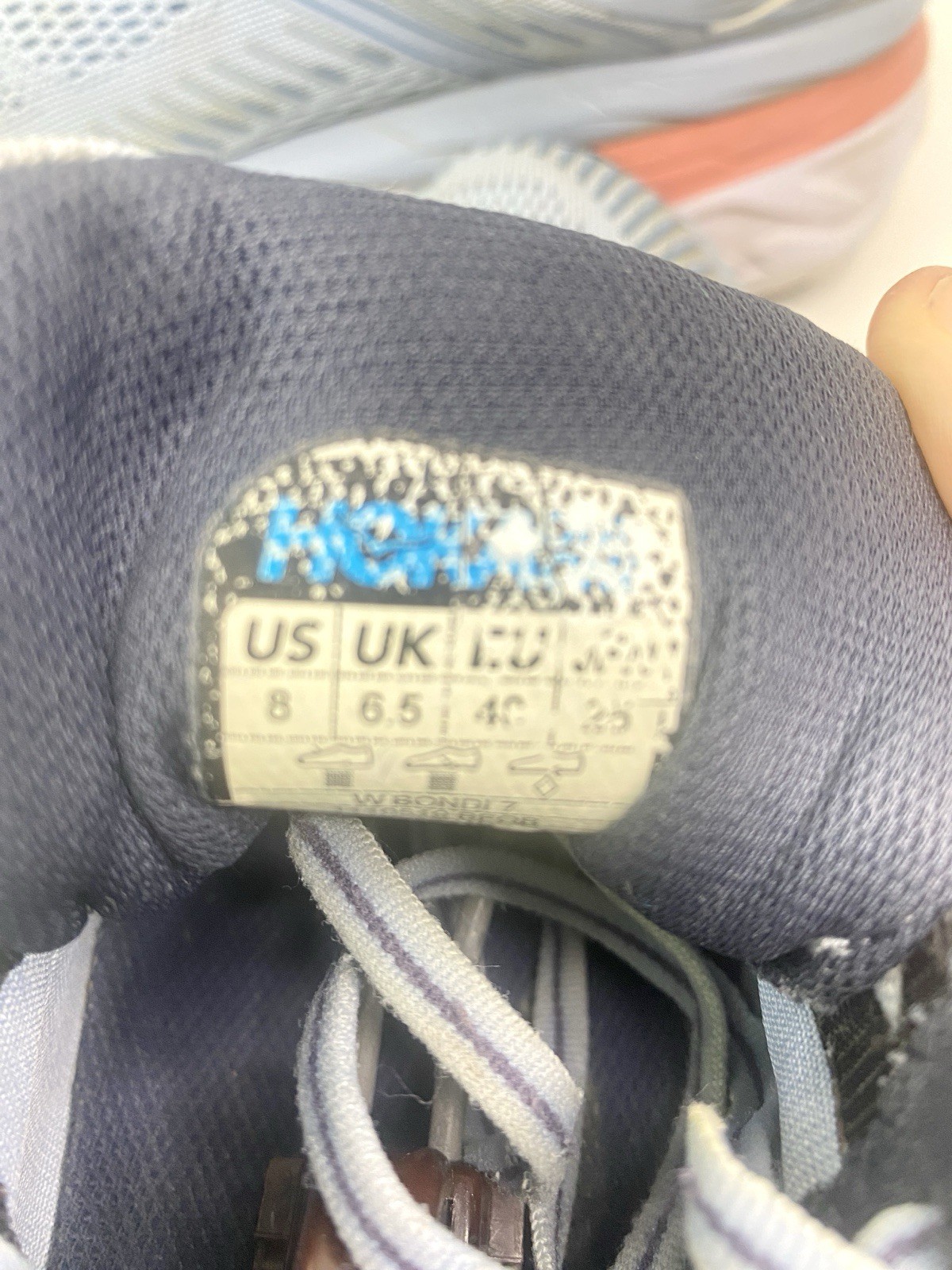 HOKA ONE Womens Size 8 Wide Blue Orange Bondi 7 Running Shoes Sneaker Cushioned thumbnail 14