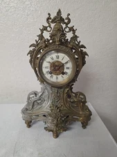 Antique French Brass Mantel Clock 16" Tall approx. 1879 *GORGEOUS*