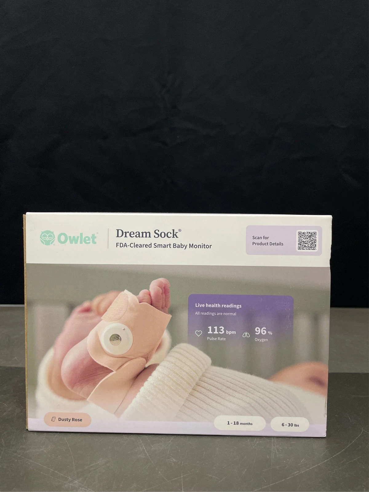 Owlet Dream Sock Baby Monitor in Dusty Rose 2