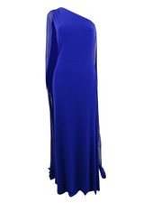 Calvin Klein Women's Draped One-Shoulder Gown (10, Sapphire) 191797874650