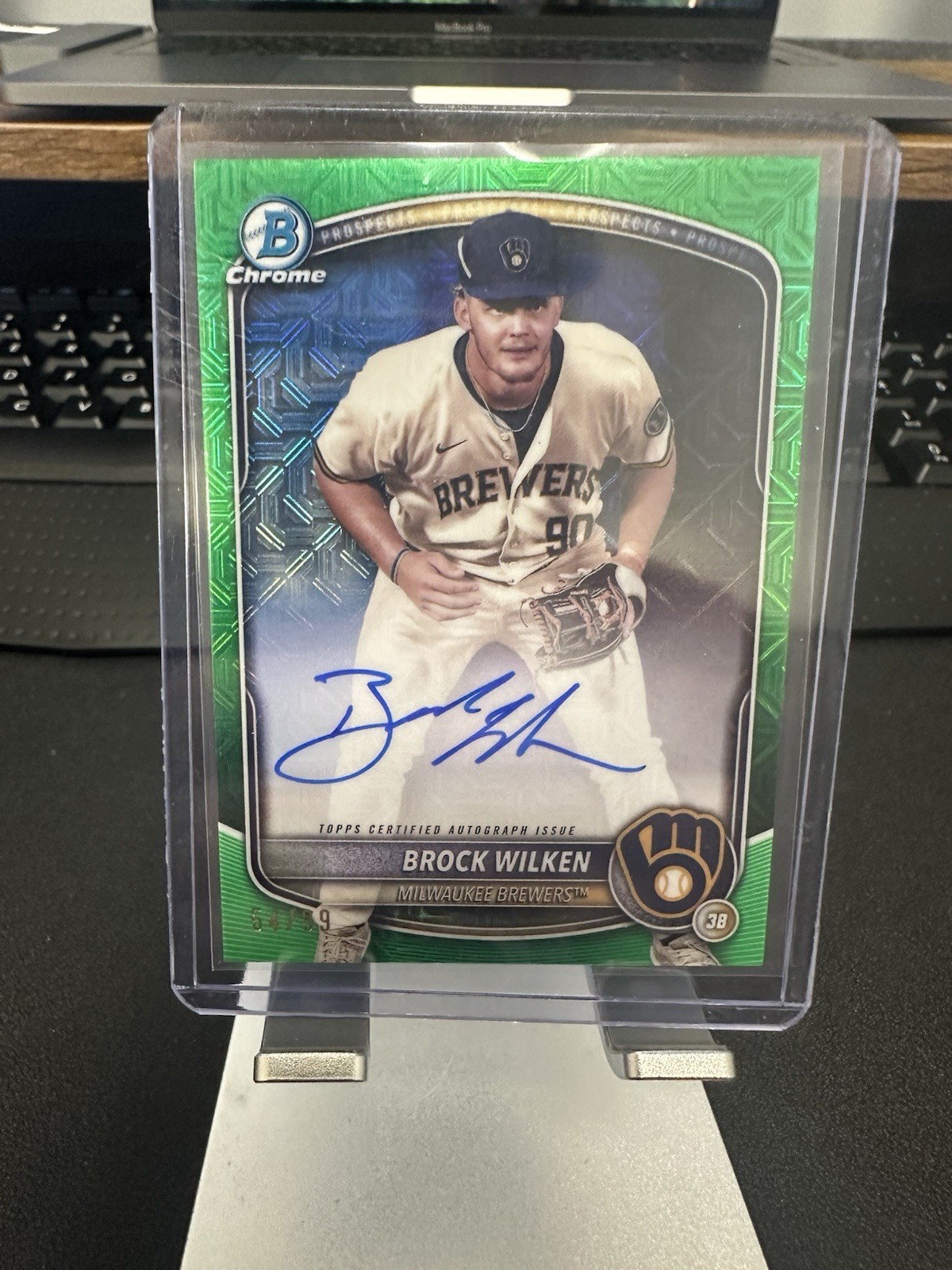 2025 Bowman Chrome Auto Green Mojo Refractor /99 Brock Wilken #BMA-BW