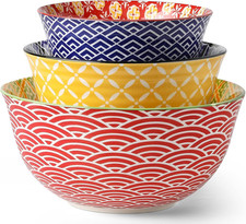 Ceramic Mixing Bowls for Kitchen, Colorful Nesting Bowls, Large Serving Bowls fo