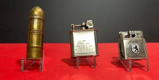 3 Benzinfeuerzeuge KASCHIE LANCEL BABY MYLFLAM. Alt und funktionsfähig.