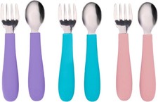 Toddler Utensils, 3 Forks 3 Spoons, 18/8 Stainl Steel