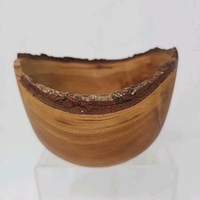 Hand Turned Natural Maple Or Walnut Wood Live Edge Accent Bowl 4.5" See Photos