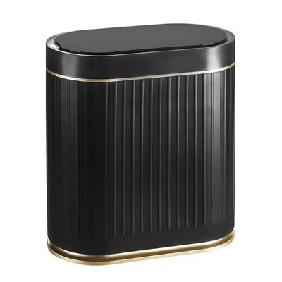 Bathroom Trash Can 2 Gallon Smart Waterproof Narrow Automatic Lid Black Gold