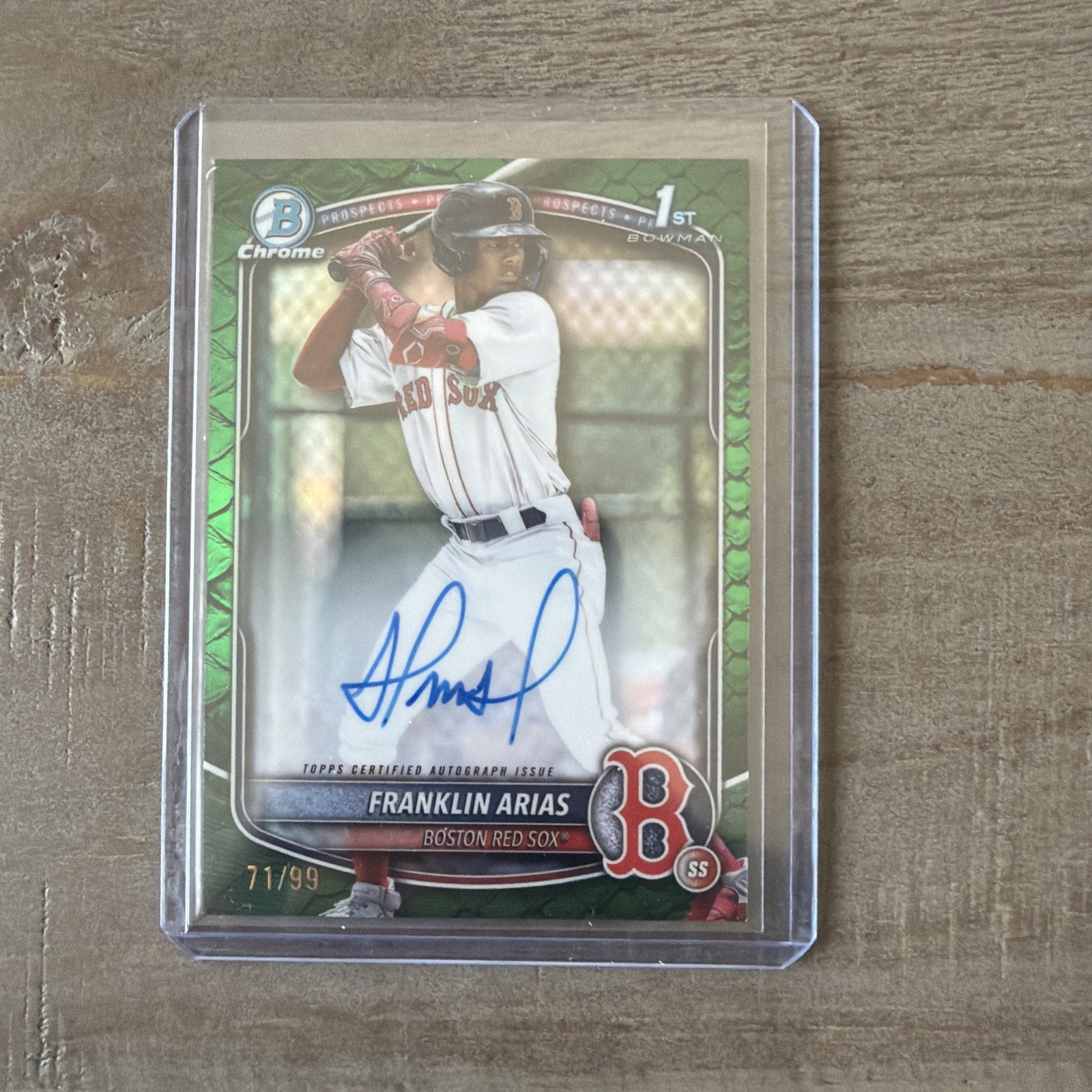 2025 Bowman Franklin Arias Chrome Auto Reptilian Green Refractor 1st #71/99