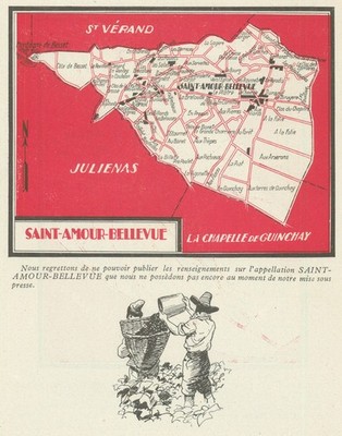 Saint-Amour-Bellevue wine vineyard map   Beaujolais   Saône-et-Loire 1946
