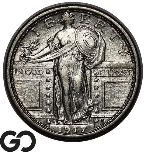 1917-D Standing Liberty Quarter Type 1, Choice AU+ Better Date