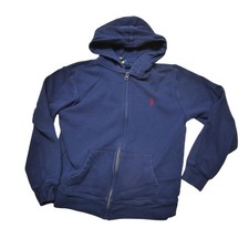Polo Ralph Lauren Hoodie Sweatshirt Youth 14-16 Blue Logo Fleece Full Zip
