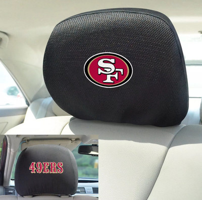 Fanmats 12514 San Francisco 49ers Embroidered Head Rest Cover Set - 2 Pieces