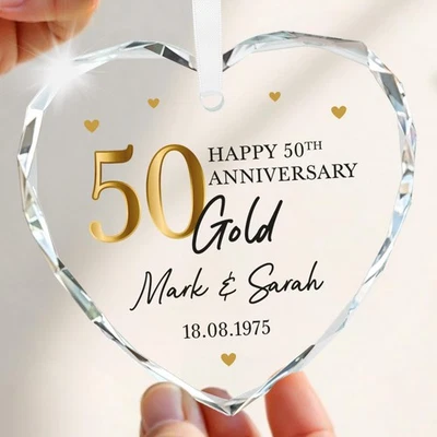 BEECREATIVEDESIGN Personalised 50th Golden Wedding Anniversary Gift Couple Parents With Gift Bag