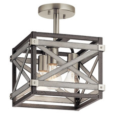 Kichler Stetton 3 -Light 10.38-in Brushed Nickel Semi Flush Mount Light