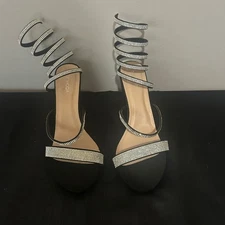 Top moda Black Strappy Women's Shoes 11 sexy block heel