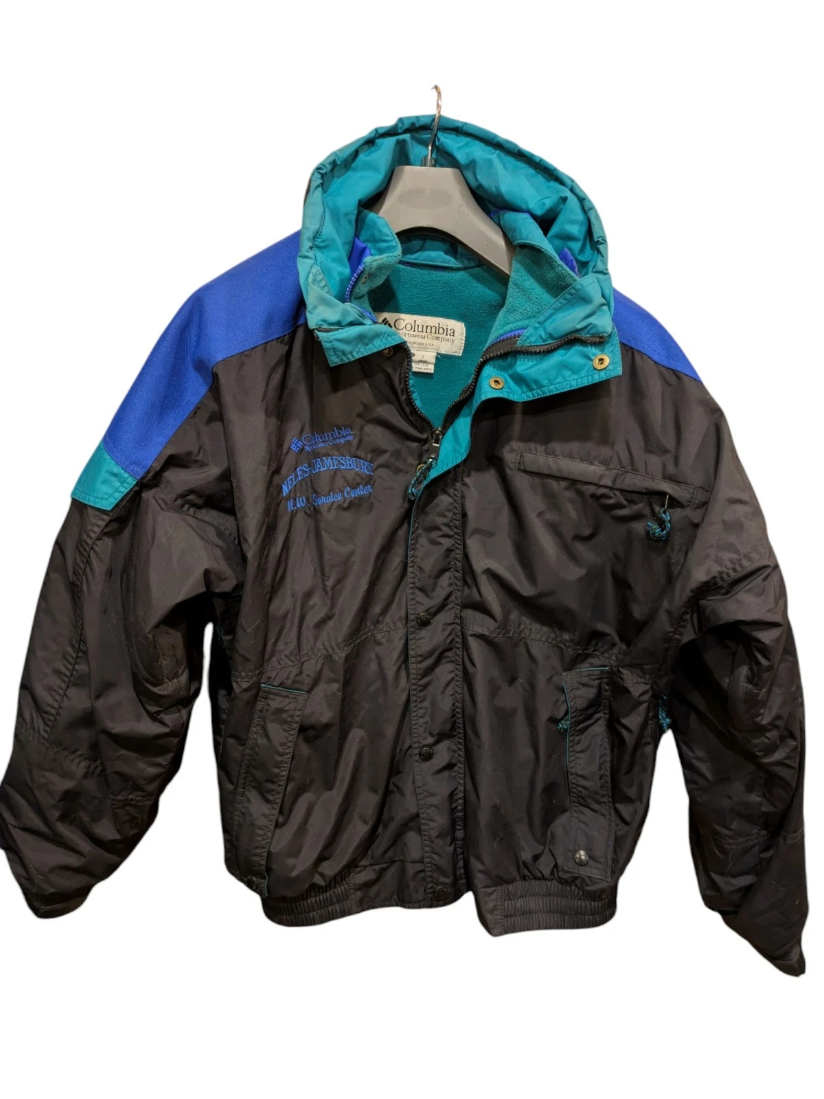 Vintage Columbia Skidaddle Blue Full Zip Fleece Lined Windbreaker Jacket Winter