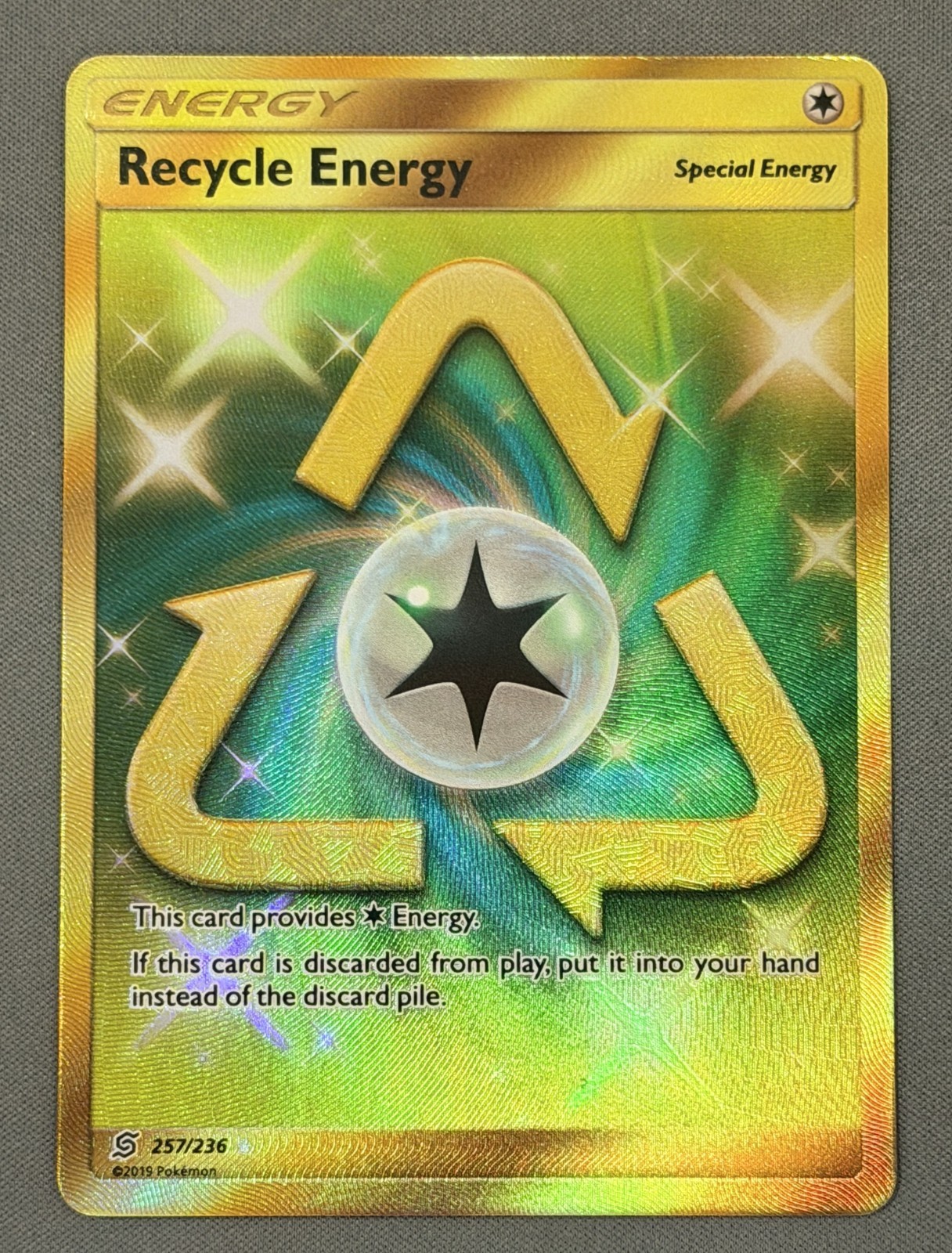 Pokemon TCG Unified Minds Recycle Energy 257/236 Rare Holo - MINT