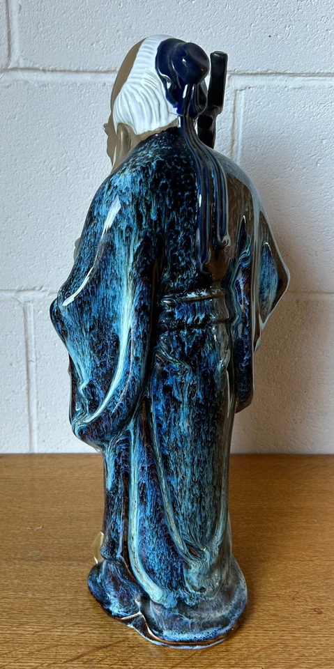 Large 18" Chinese Pottery Shiwan Wanjiang Mudman Immortal of Longevity Figure - Image 3 of 4