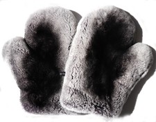 Pelz Handschuhe Fell Fäustlinge Paar Rex Chi...
