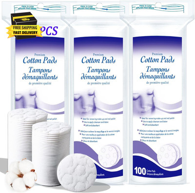 Premium Cotton Pads for Face, 300 Count round Makeup Remover Pads, 100% Pure & N