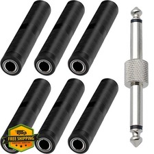 DKARDU 1/4" TRS TS Female to Female Coupler 6.35mm Jack Adapter 7pk