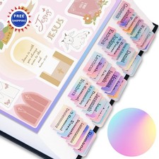 Bible Tabs with Unique Stickers Women Laminated Christian Gifts Large Print