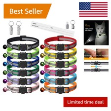 Vibrant 12 Color Reflective Cat Collars - Safety Breakaway Design Included