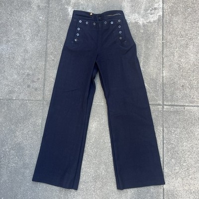 Vintage 40s WWII WW2 US Navy Sailor Blue Wool Flare Pants Fall
