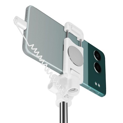 Perche à Selfie LinQ Avec Miroir Et Déclencheur USB-C - Blanc, Universelle, Idéale Pour Photos Et Vidéos