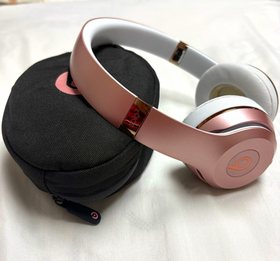 Beats Solo3 Wireless Bluetooth On-Ear w/ Mic Rose Gold/White Case