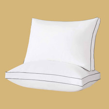 Goose down Fiber Pillows, Gusseted Pillows Standard Size Set of 2 Gusseted Goo