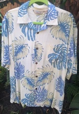 Sunny Island Hawaiian Shirt Mens XL  Palm Leaves Rayon Short Sleeve Pocket