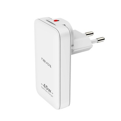Nevox 45W DUAL slim USB-C Ladegerät GaN EU / US, weiß