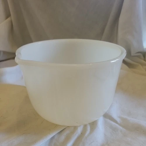 Vintage Glasbake White Milk Glass Mixing Bowl with Spout Made for Sunbeam #20CJ